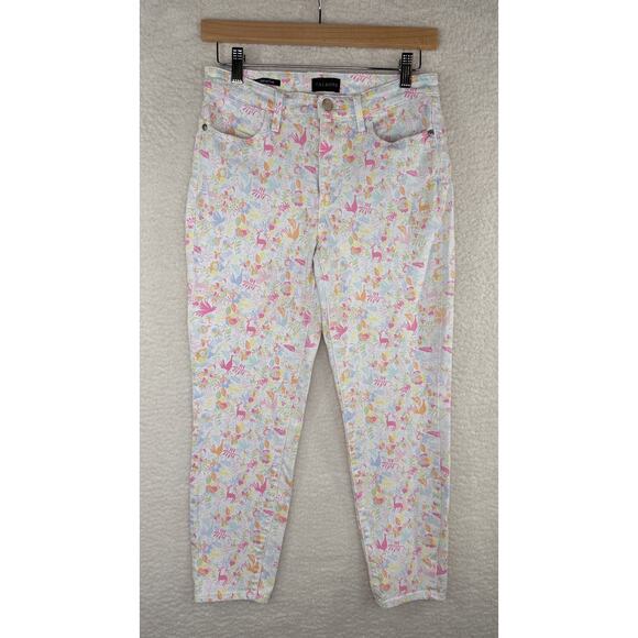 Talbots‎ Pants Womens 2 Crop Legging Pastel Animal Print Stretch Summer Casual - Picture 1 of 13